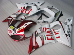 FIAT - 赤 白い フェアリングとボディワーク 1998-2002 YZF-R6 #LF3355