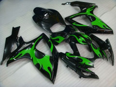 Flame - Green Black Fairings and Bodywork For 2006-2007 GSX-R750 #LF6545