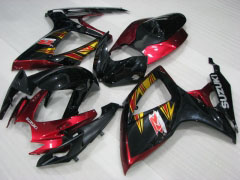Estilo de fábrica - rojo Negro Fairings and Bodywork For 2006-2007 GSX-R600 #LF4056