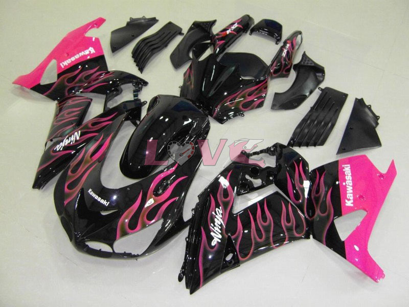 Flame - Black Pink Fairings and Bodywork For 2006-2011 NINJA ZX-14R #LF5850