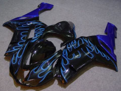 Flame - 青い 黒 フェアリングとボディワーク 2007-2008 NINJA ZX-6R #LF5921