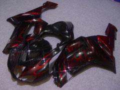 Flame - Red Silver Fairings and Bodywork For 2007-2008 NINJA ZX-6R #LF5929