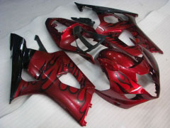 Flame - Red Black Fairings and Bodywork For 2003-2004 GSX-R1000 #LF6026