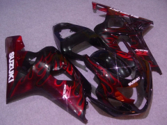 Flame - 赤 黒 フェアリングとボディワーク 2004-2005 GSX-R750 #LF6586