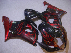 Flame - Red Black Fairings and Bodywork For 2003-2004 GSX-R1000 #LF6031