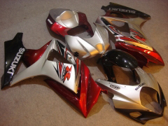 Estilo de fábrica - Vermelho Prata Fairings and Bodywork For 2007-2008 GSX-R1000 #LF5735